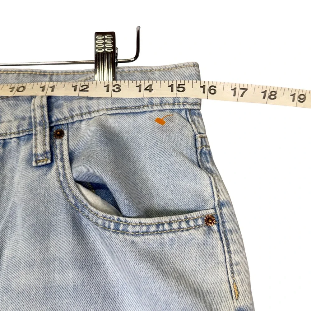 Y2K High Rise Baggy Flare Jeans Light Wash Blue Size18 Adjustable Waist Retro